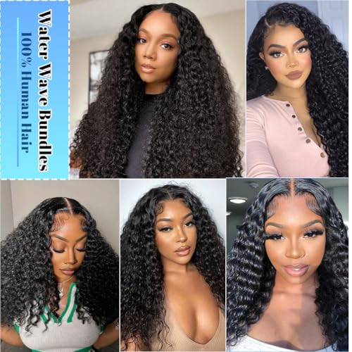 Human Hair Bundles Burmese Curly Bundles Human Hair Water Wave Curly Wet 26 28 30 inch 100% Unprocessed and Wavy Natural Black Color
