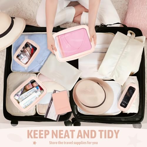 5PCS Clear Toiletry Bag,TSA Approved Travel Makeup Pouch with Zipper for Cosmetics and Toiletries£¬Diaper Bag Organizer Pouch Set£¬Women's Purse Organizer and Clear Car Bag