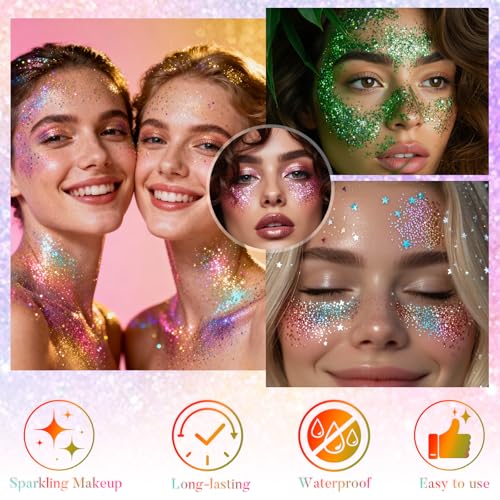 Blue Face and Body Glitter Stick for Sparkling Makeup, Hair Glitter Accessories for Women, Highlighting Stick for Fairy Dust Makeup, Cheerful Face Glitter for Festive Parties and Carnivals