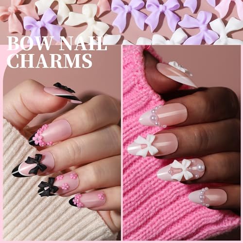 FANDAMEI Nail Charms and Gems, Charms for Nails Design, Nail Art Charms, Nail Design Kit, Rhinestones for Nails, Nail Gems, Bow Charms for Nails, 3D Flowers for Nails, Pearls for Nails