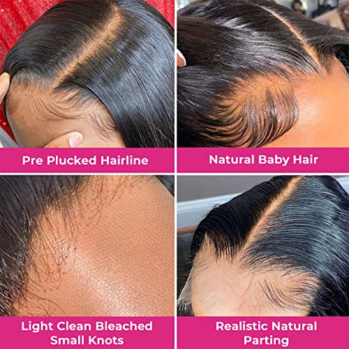 13x4 Skinlike REAL HD Lace Frontal Only, 0.1mm Ultra-thin Body Wave Baby Hair Pre Plucked Swiss HD Lace Frontals Melted Virgin Human Hair Natural Black 20 Inch