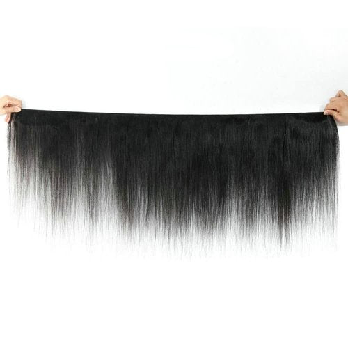 Straight Human Hair Bundles 14 16 18 Inch Straight 3 Bundles Human Hair Brazilian Remy Virgin Hair Extensions Straight Hair Bundle Natural Black 50g Per Bundle