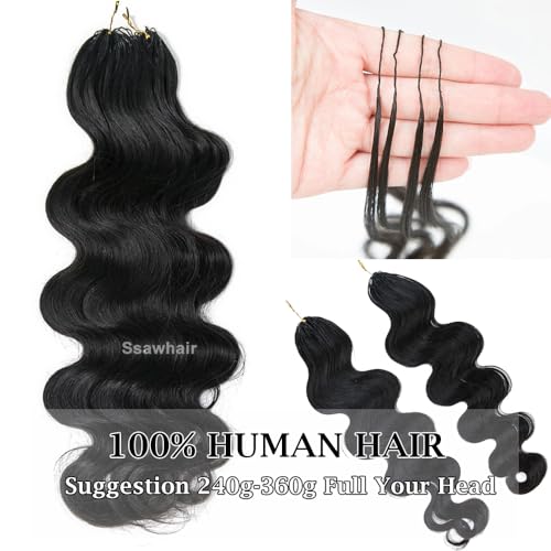 Body Wave Crochet Human Hair Knotless Pre-Separated Braid Virgin Human Hair With String Pre-Looped Reusable Feather Crochet Hair Extensions 18Inch 120g 100Strands