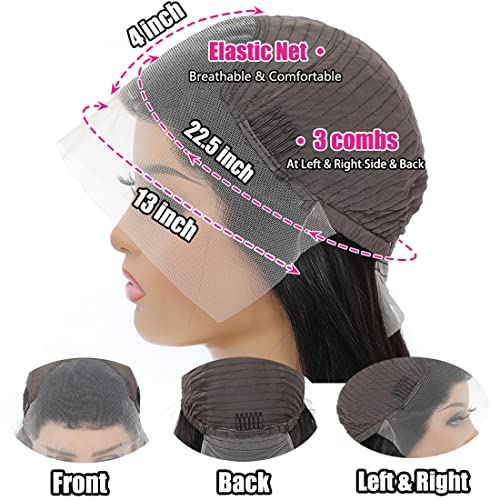 Water Wave Lace Front Wigs Human Hair 13x4 HD Transparent Lace Frontal Wigs for Women Human Hair Pre Plucked with Baby Hair 180% Density Wet and Wavy 30 Inch