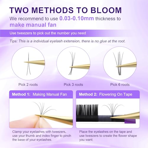 NAGARAKU 5 Trays Eyelash Extensions 0.03mm D curl 7-15mm Mix Tray Individual Lashes Classic Matte Black Faux Mink 16 Rows Professional Beauty Salon Supplies - Purple Card
