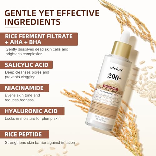 White Rice Peeling Glow Ampoule - Upgrade Skin Peel & Hydration Shot for Face and Body, Exfoliating Serum for All Skin Types, 80ml