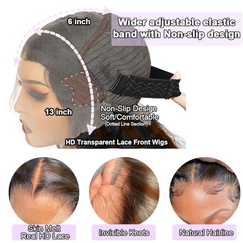 Lace Front Wigs Human Hair Wigs for Women Glueless Lace Frontal Wigs Human Hai.r Pre Plucked with Baby Hair (Ombre Highlight, FB/30 18 Inch)