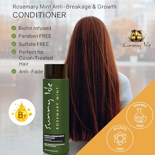 Sunny Isle Rosemary Mint Hair & Strong Roots Conditioner 12oz | Anti-Breakage & Growth Formula | Infused with Biotin & Jamaican Black Castor Oil | All Hair Types