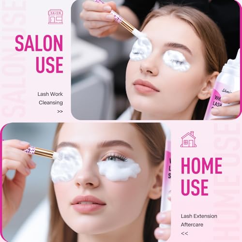 Whipped Lash Cream Shampoo-Shmian 3X Concentrated Foam Cleanser, 100ML Unscented Eyelash Extension Cleaning Kit for Home and Salon Use