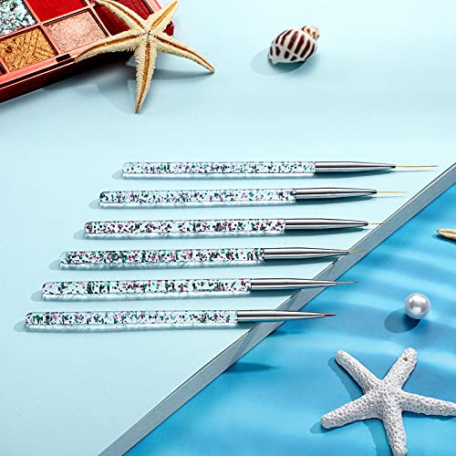Maitys 6 Pcs Eyeliner Brushes Fine Point Thin Eye Makeup Gel Eyeliner Brush Water Activated Graphic Cosmetic Liner Wands for Eyes Makeup Tools(Bright Style)
