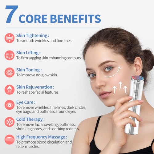 Texet Microcurrent Facial Device, Facial Massager, Home Use Skin Tightening Machine Light Therapy for Face Eye Neck Lifting 6 in 1 Skin Care Tool