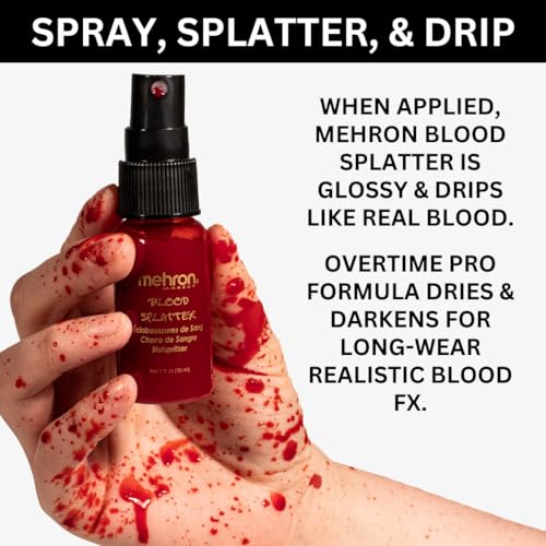 Mehron Makeup Blood Splatter | Professional Fake Spray Blood | Performance, Halloween, Face Paint, Costumes, & Special FX 1 fl oz (30 ml)