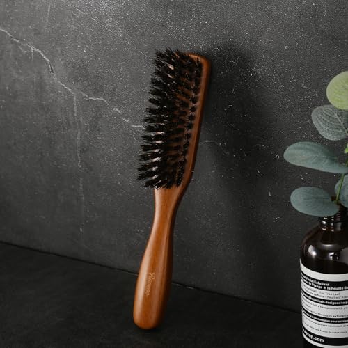 Beard Brush for Men, Ravego 100% Boar Bristle brush for Berad & Short Hair Detangle Add Natural Shine & Texture Exfoliates Skin and Scalp