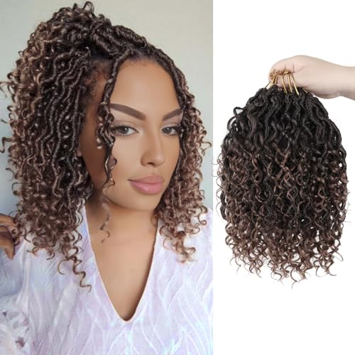 Goddess Locs Crochet Hair,8 Inch 9 Packs Faux Locs Synthetic Crochet Hair for Black Women, Boho Style Pre looped crochet with Curly Ends