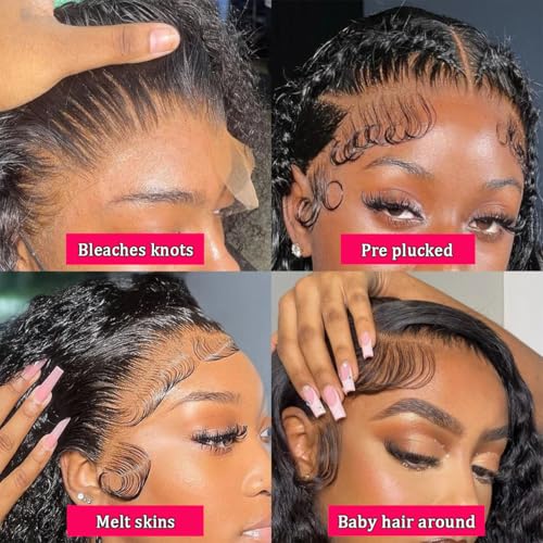 Lovelyworld 32 inch Deep Wave Lace Front Wigs Human Hair 200 Density 13X4 HD Deep Curly Lace Front Human Hair Wigs for Womesn