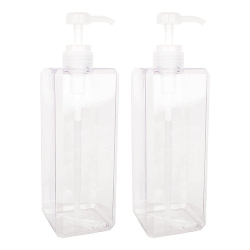 Pump Bottle, Refillable Plastic Empty Lotion Soap Dispenser Liquid Container for Bathroom Shampoo and Body Wash, 32oz/1l Clear 2 Pack
