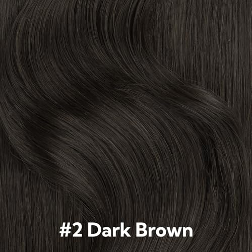 HOTBANANA Invisi Edge Clip in Hair Extensions, 16inch 130g Injected Seamless Clip in Extensions 7Pcs Dark Brown Real Human Hair PU Hair Extensions