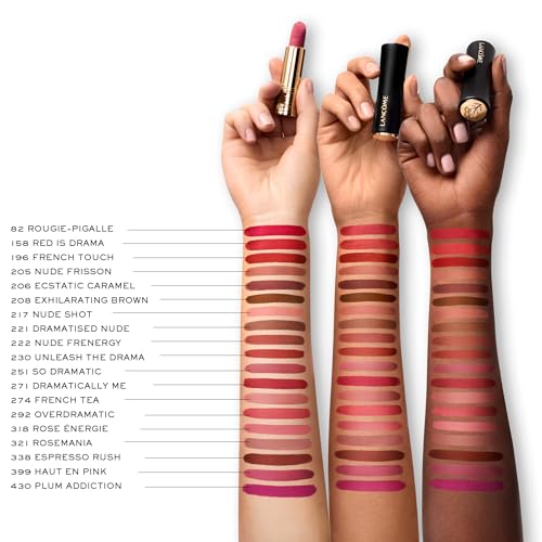 Lanc?me L¡¯Absolu Rouge Drama Matte Lipstick, Ultra Matte Finish, 8HR Full Coverage Color with Ceramides, Hyaluronic Acid, Rose Extracts for Moisture & Comfort, Smudge-Resistant