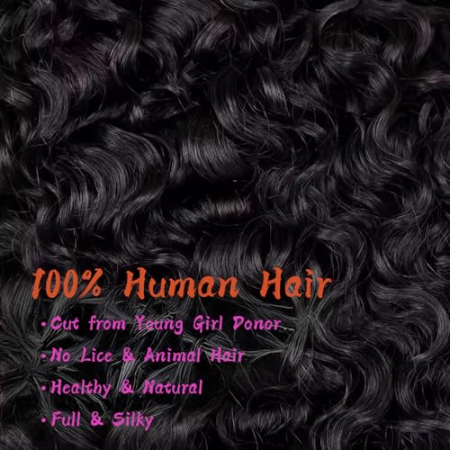 Burmese Curly Bundles Human Hair Water Wave Human Hair 100% Unprocessed Brazilian Virgin Remy Hair Bundles Quick Weave for Women Natural Black (Burmese Curly Natural Black, 16 18 20 Inch)