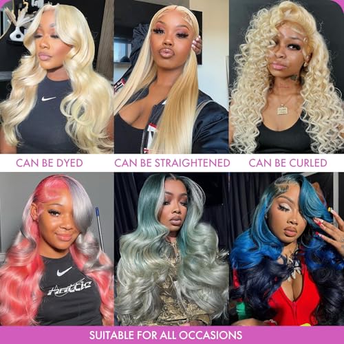 613 13x4 Lace Front Wig Human Hair Blonde Body Wave Lace Frontal Wig Pre Plucked 200 Density 613 HD Lace Wig Human Hair 32 Inch