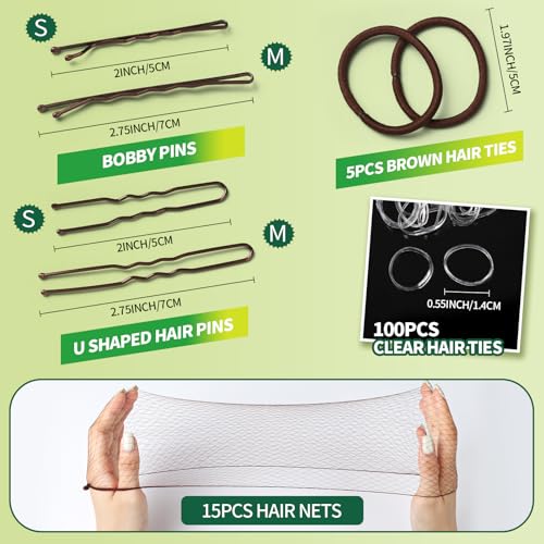 YGDZ Dance Hair Accessories Kit, Ballet Dance Stuff, Hair Nets for Buns, Bobby Pins Brown, Clear Elastic Hair Ties, Dance Competition Must Haves for Ballet Girls Women£¬Brown