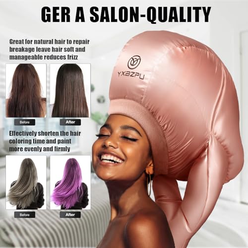 Bonnet Hair Dryer,Hooded Dryer Bonnet,Hair Dryer Hooded Diffuser Cap for Curly,Speeds Up Drying Time,Safety Deep Conditioning,Styling,Curling at Home(Pink)