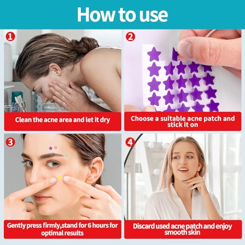 Pimple Patches for Face (648 Count),3 shapes (Round,Star and heart Shapes),Hydrocolloid Spot Dots with Salicylic Acid and Tea Tree Oil