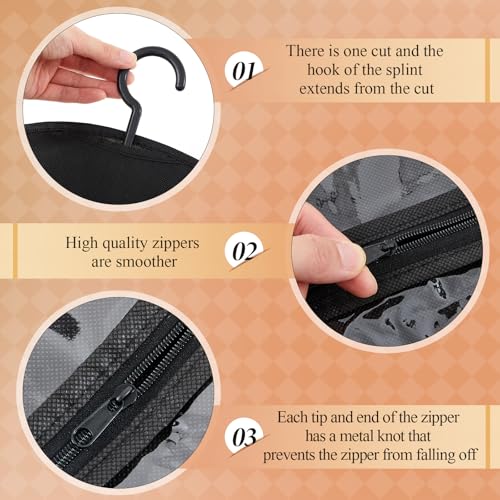 14 Pcs Extra Long Hair Extension Storage Bag with Hanger, Two Sizes for Multiple Wigs, Dust Proof Hanger for Hair Extensions, Accessories, Black
