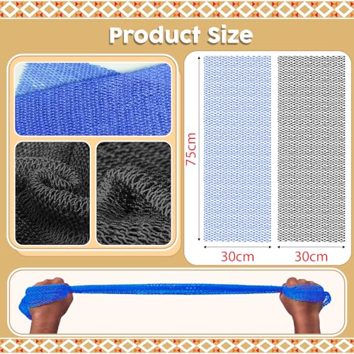 2 Pieces African Net Sponge ? Real Authentic Exfoliating Bath Sponges for Silky Smooth Skin, Deep Cleansing Mesh for Full Body, Quick-Drying & Travel-Friendly£¨Blue Black£©