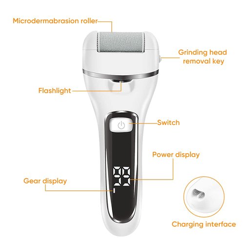 Electric Foot Callus Remover, Foot Polisher for Feet with Rechargeable Waterproof Professional Pedicure Kit, Black, 20 Count (Pack of 10)