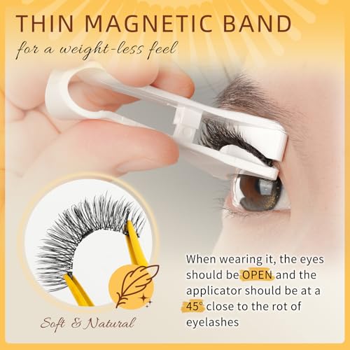 QUEWEL Magnetic Eyelashes 1 Pair Reusable Magnetic Eyelashes with Applicator No Glue Needed Eyelashes Cat Eye Natural Look Lash Clusters Kit Easy to Wear and Remove(B07)
