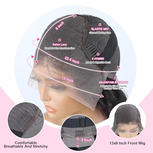 30 Inch 13x6 Lace Front Wigs Human Hair 200% Density Body Wave Human Hair Wig Hd Transparent Lace Frontal Glueless Wigs For Women