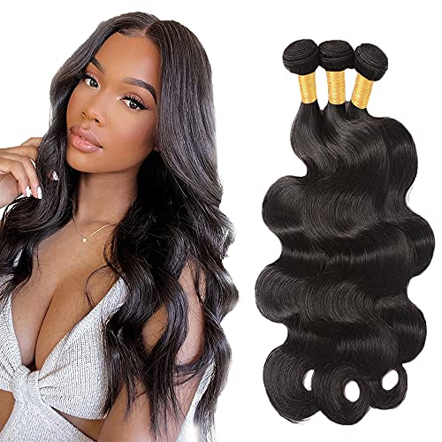 Human Hair Bundles Body Wave Bundles 34 34 34 Inch #1B Natural Black Body Wave Bundle Unprocessed Brazilian Virgin Weave Hair 3 Bundle 50 Gram Per Bundle