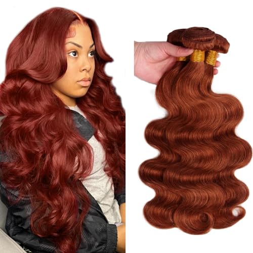 #33 Reddish Brown Bundles Body Wave Bundles Human Hair 34 34 34 Inch Unprocessed Brazilian Virgin Weave Hairs Brown 3 Bundle 50 Gram Per Bundle Human Hair Extensions