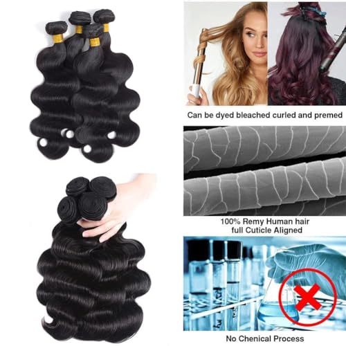 12A Human Hair Bundles Body Wave Bundles Human Hair 18 20 22 24 Inch 4 Bundles 100% Unprocessed Brazilian Virgin Hair Deals Weave Bundles Hair Extension Natural color