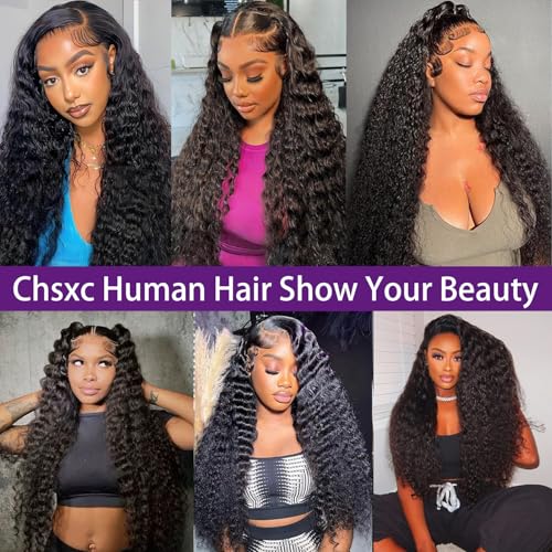 30 Inch Deep Wave Lace Front Wigs Human Hair 13x4 HD Lace Front Wigs 200 Density Human Hair Pre Plucked Glueless Wigs with Baby Hair Deep Curly Wig for women