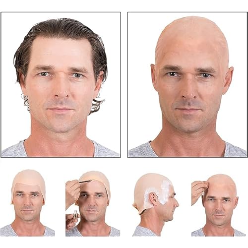 Kangaroo Latex Bald Cap for Adults - Beige Realistic Head Skin Bald Cap Wig for Men and Women - Halloween Costume Makeup Accessory for Theater, Cosplay and Dressup Apparel