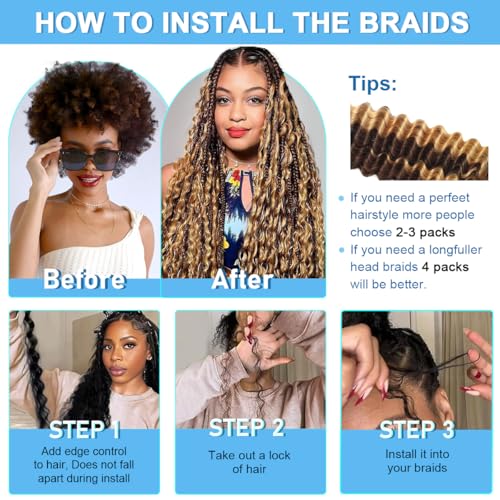 Human Braiding Hair for Boho Braids 110g 20 Inch Burgundy Curly Boho Hair for Braiding Knotless 12A Deep Wave Wet and Wavy Bulk Bohemian 3 Bundles/Pack Color 99J