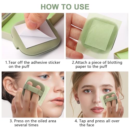 Natural Oil Blotting Sheets for Face With Travel Makeup Mirror- 3 Pack(300 sheets), Oil Absorbing Sheets for Face, Makeup Friendly High-performance Blotting Papers for Oily Skin