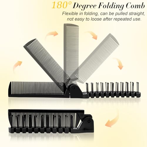 HOFASON 12 Pcs Travel Folding Comb in Bulk, Individually Wrapped Foldable Hair Brush Comb Set Disposable Mini Pocket Styling Tool for Women Men Girls Homeless Hotel Shelter Nursing Home Charity Church