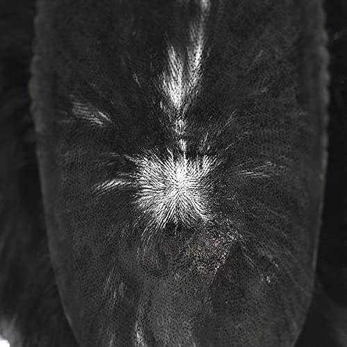 Mens Toupee Full Poly Skin Hair System For Men Inject PU Human Hair Replacement Toupee For Men Hair Wig 8"X10" #1 Jet Black-120% Medium Light to Medium Density