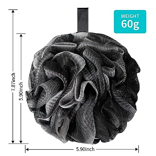 Bath Loofah Shower Sponge Body Back Scrubber Soft Mesh Shower Puffs Exfoliating Loofa for Women & Men Bath Accessories Cleaning Tool (Pack of 4 60G Loofah, Dark Elf)
