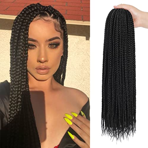 Crochet Box Braids Hair pre looped Goddess Box Braids Crochet Braiding 7 Packs 3x Crochet Hair (14 inch, 1B)