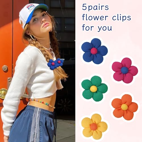 C?LLOT 10PCS Flower Hair Ties,4cm in Diameter Seamless Nylon Bands, Normal Ponytail Holders for Girls,Teens and Women