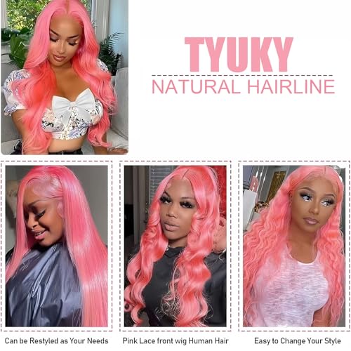 32 Inch Pink Wig Human Hair 13x4 Body Wave HD Lace Front Wigs Pre Plucked With Baby Hair 200 Density Color Lace Frontal Wigs Human Hair Glueless Wigs for Women