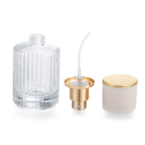 Jxcmeng 2 Pack 30ml Empty Perfume Spray Bottles, Refillable Fine Mist Atomizer Portable Travel Cologne Atomizers Fragrance Containers Sprayer for Perfume (30ML Black Cap and 30ML White Cap)