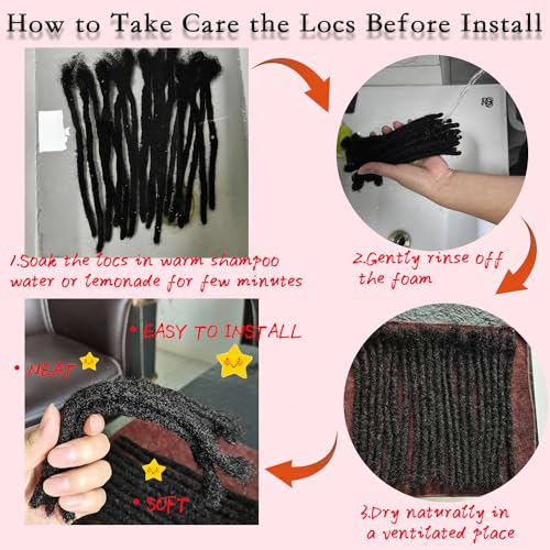 10 Inch 100 Strands Locs Extension Human Hair 0.4cm Dreadlock Extension Natural Black Human Hair Locs Full Handmade Permanent Dreadlock Extensions Can Be Dyed and Bleached for Women Men