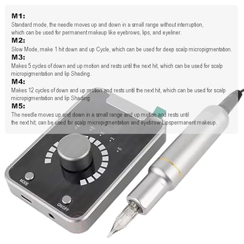 Digital Scalp Micropigmentation Device 5 Modes 1-18 Speeds Adjustable Powerful SMP Permanent Makeup Tattoo Machine for Hair Strokes (Gray)