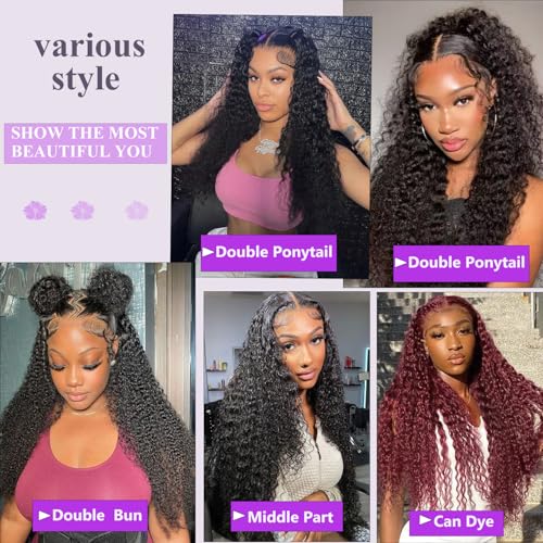 250% Density 38 Inch Deep Wave Lace Front Wigs Human Hair 13X6 HD Lace Frontal Curly Human Hair Wig Fluffy Natural Pre Plucked Wet And Wavy Wigs for Black Women Girl