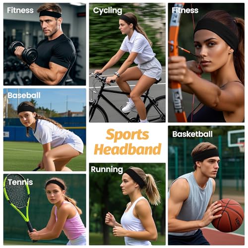 Headbands for Women - 6 Pack Wide Elastic Hair Bands | Stretchy Sweatbands Hair Bands | Soft Sports Thin Head Bands | Non-Slip Accessories Bands for Fashion, Washing Face, Workouts, Yoga, Daily Use